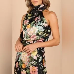 anabelle halter neck midi dress - black floral Petal and Pup Women's Anabelle Halter Neck Midi Dress